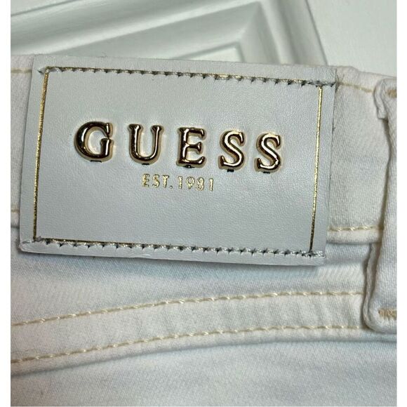 GUESS KIDS - NWT - Girls Sz 7 - White Denim Shorts with Sparkly Rhinestones - Picture 6 of 15